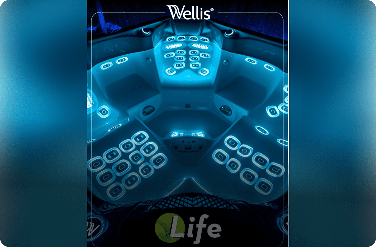 Illuminated hot tub with multiple seats
