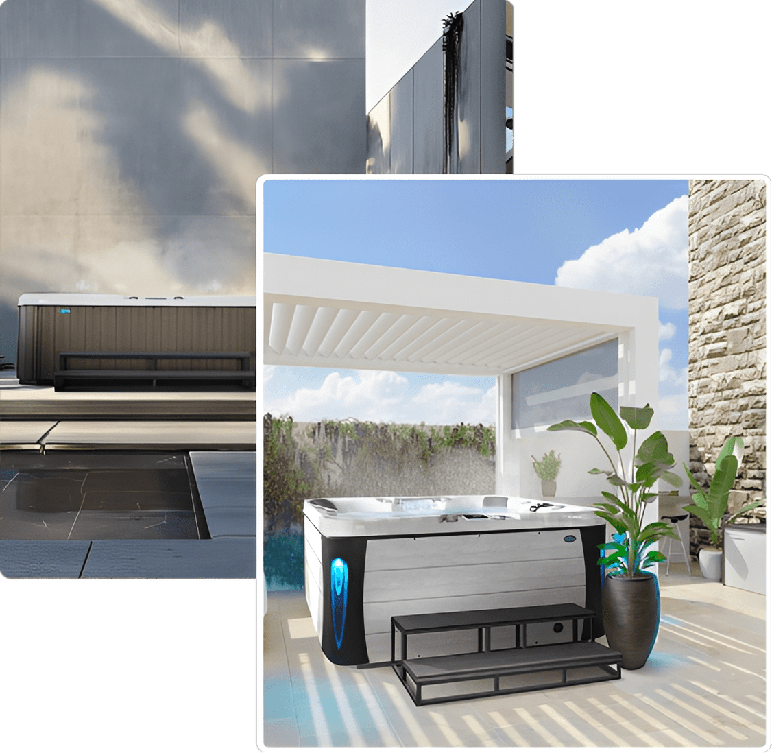Outdoor hot tub with modern design