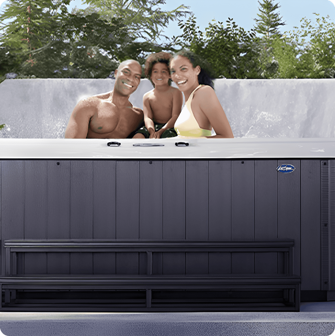 Relaxing in a garden hot tub