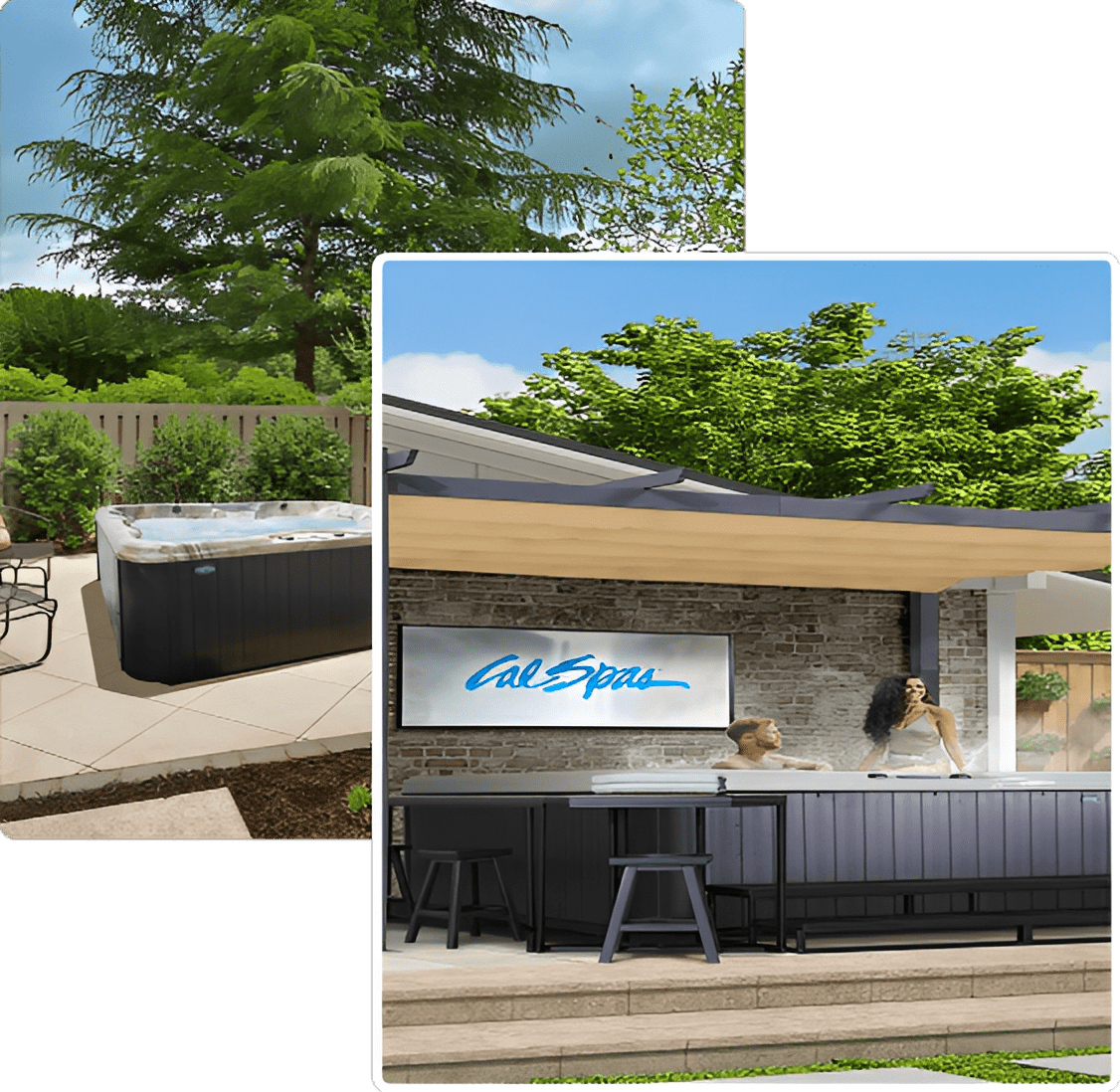 Modern hot tub and patio setup