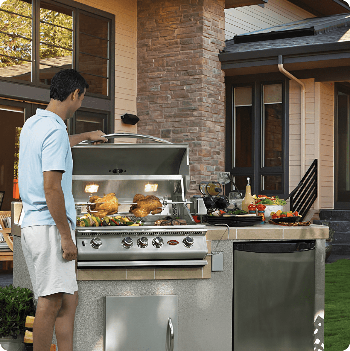 Outdoor barbecue setup with food