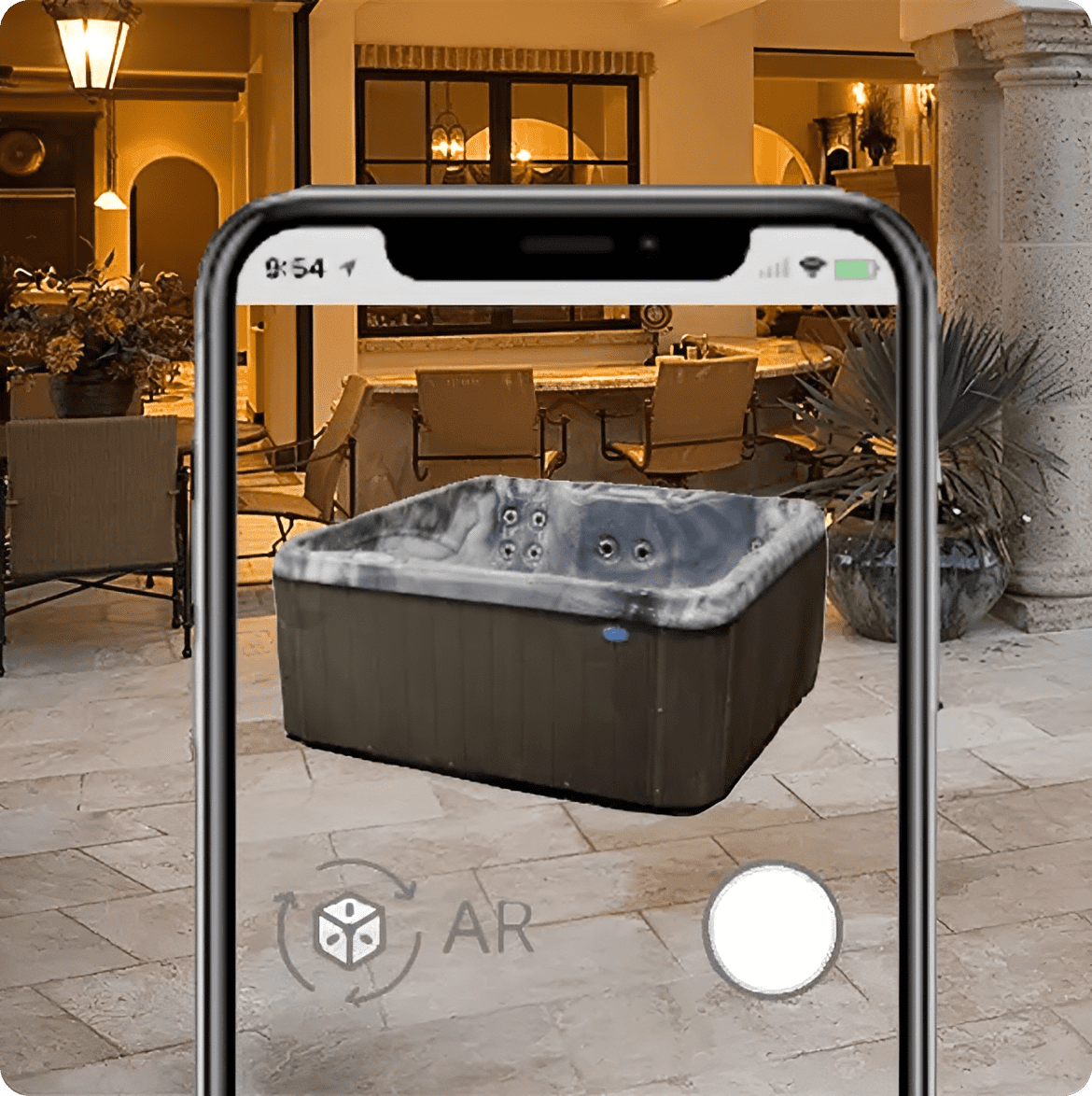 AR hot tub in outdoor patio