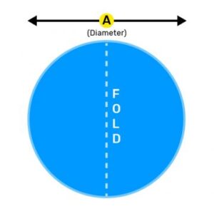 Diagram of circle's diameter and fold