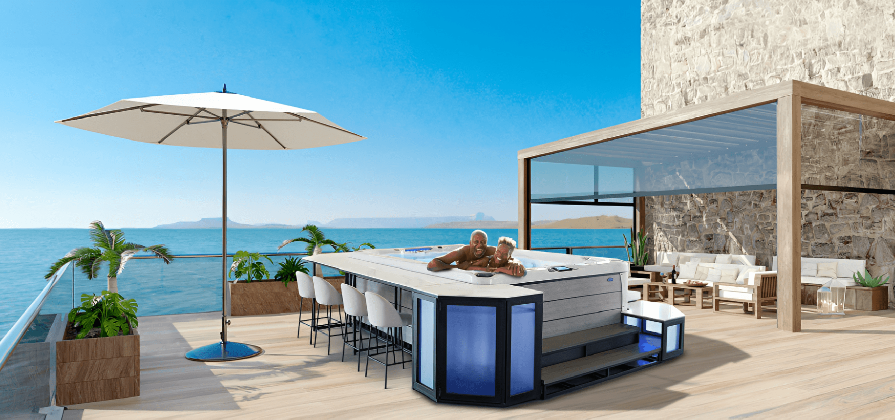 Rooftop patio with ocean view