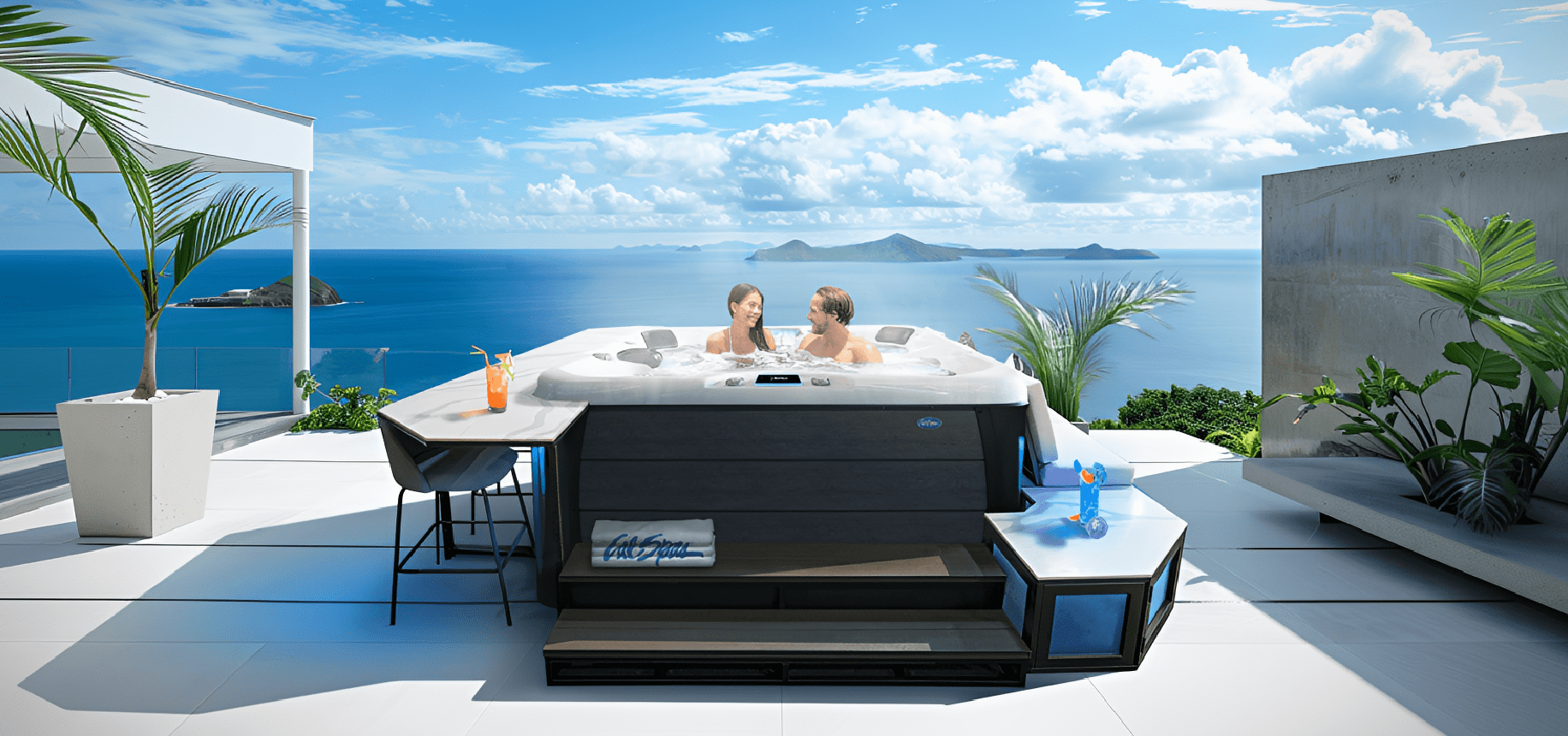 Hot tub with ocean view