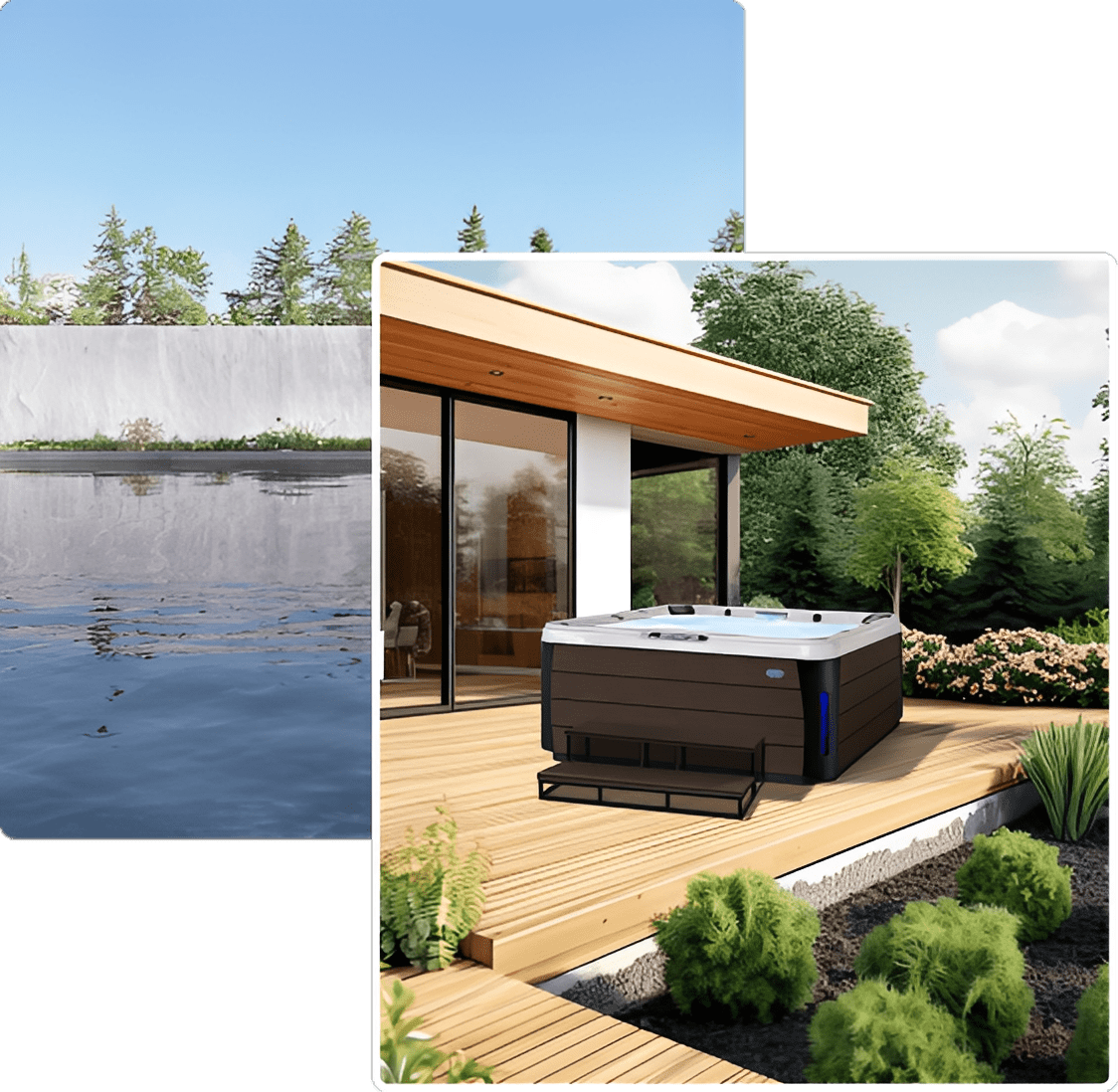 Modern patio with hot tub